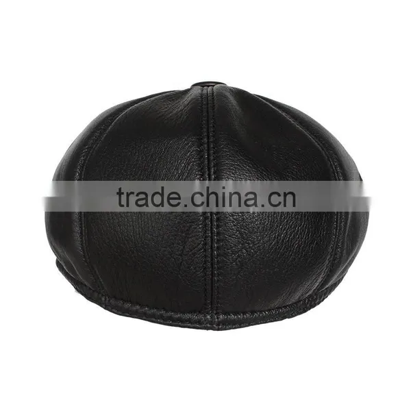 Genuine Leather Black Size Fitted Ivy Caps for Wholesale photo-5