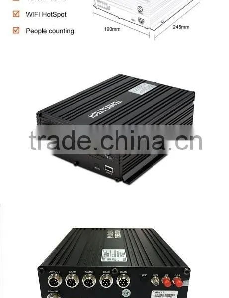 Teswell 4ch NVR1080P 3G 4G Mobile NVR MNVR With Poe Function,free Cms Software for Bus ,taxi ,police Car photo-2