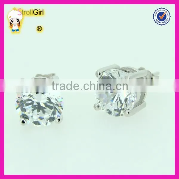 925 Sterling Silver Stude Earring Three Claw CZ Stone Earring photo-5