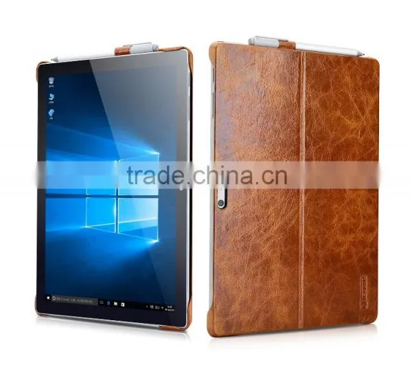 Icarer Vintage Series Luxury Genuine Leather Back Cover for Surface Pro 4 Oil Wax Grain Holder Leather Case for Surface Pro 4r photo-2
