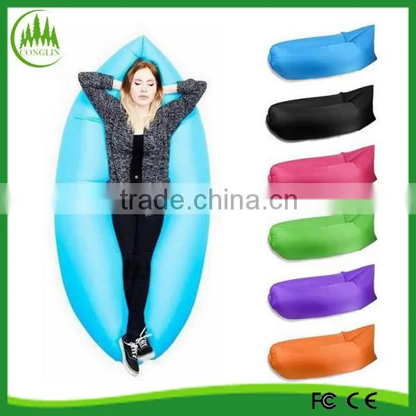 2016 Hot Sale Nylon Waterproof Inflatable Lay's Bag Banana Sleeping Lay Bag
