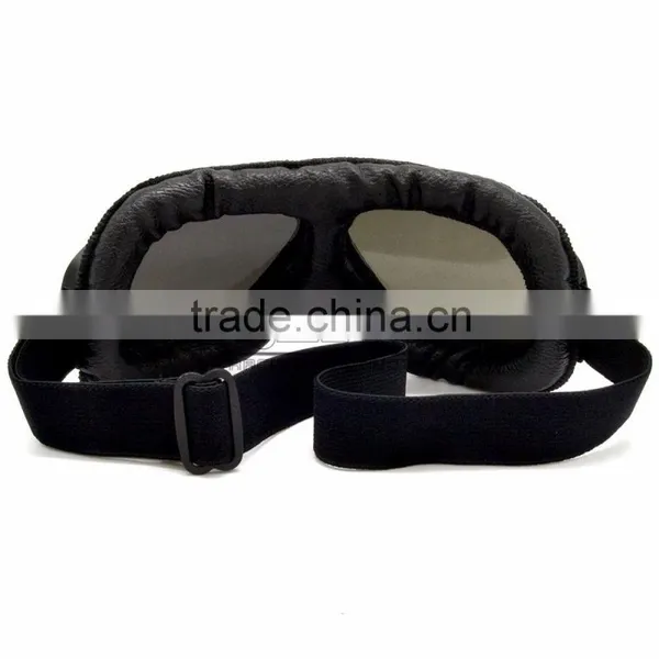 BJ-GT-007 New Arrival Black Leather Goggles Motorcycle With Clear Lens photo-5