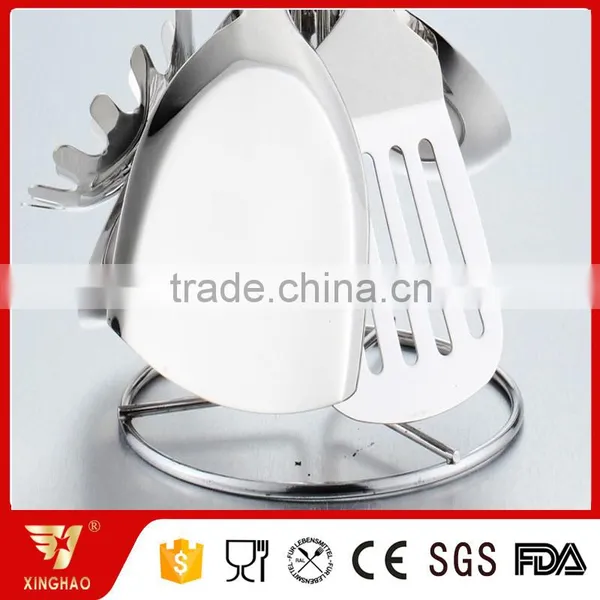 3 MM Thick 6 Pcs Kitchen Utensil Set of Stainless Cookware With Red Silicone Handle photo-2
