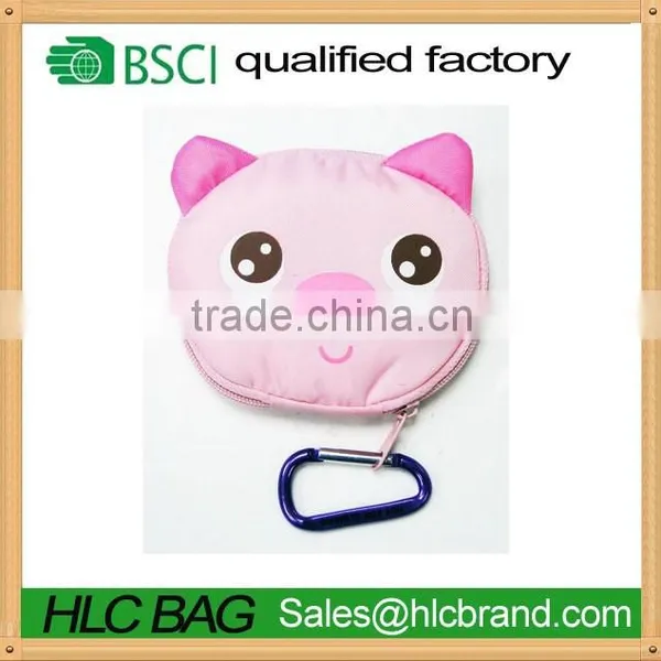HL-PB185 Custom Reusable Shopping Tote Bag - Folded Into a Piggy Face - Pink photo-3