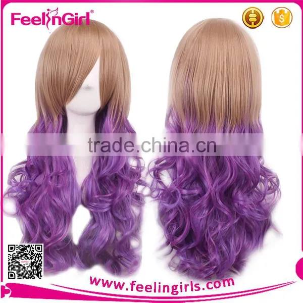 Japanese Long Human Curly Wigs Cosplay Full Lace Hair Wigs photo-3