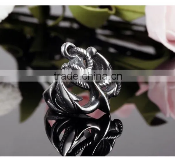 Latest Fashion Antique Stainless Steel Anchor Design Gey Men Ring photo-4