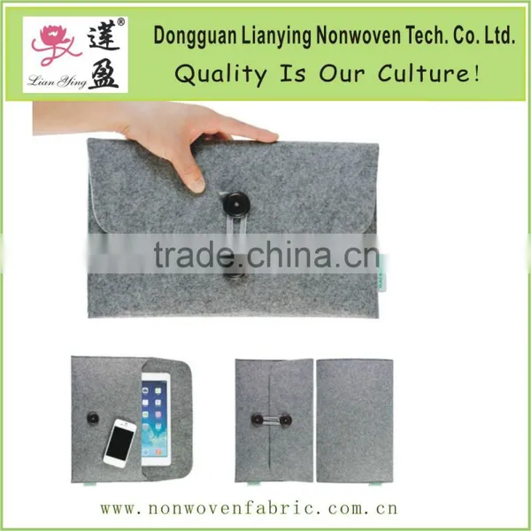 Gray Felt Bag for IPad Mini With Elastic Belt