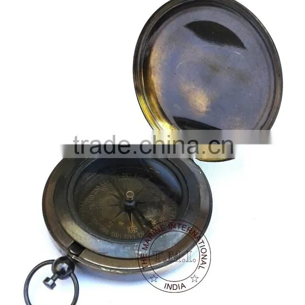ANTIQUE DALVEY COMPASS 3" - PUSH BUTTON POCKET COMPASS - NAUTICAL BRASS ANTIQUE COMPASS photo-2