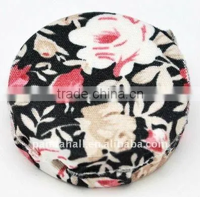 Woven Cloth Woven Beads, Acrylic With Cloth, Black, Flat Round, 33x11mm, Hole: 3mm.(WOVE-R002-18)