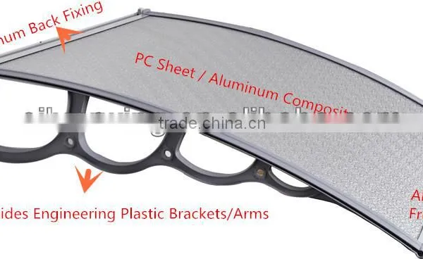Large Polycarbonate Plastic Door Canopy, Rain Shelter Window Awning photo-5
