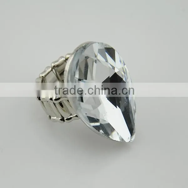 Fashion Wedding Ring Engagement Silver Nail Big Crystal Ring Design photo-3