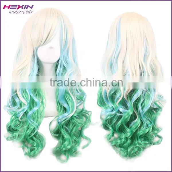 Cheap Hot Selling Brown With Pink Long Kinky Curly Wig photo-4