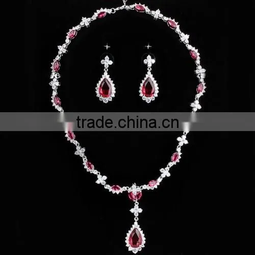 Top Design CZ Jewelry Blue Sapphire Necklace Sets 2015 Wholesale Wedding Bride Jewelry photo-4