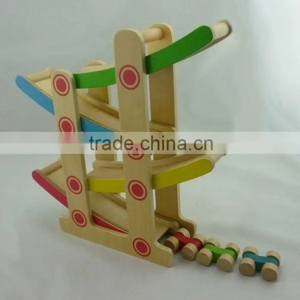 2014 Top Quality Wooden Racetrack and Sliding Racing Car Toy Set for Kids photo-3