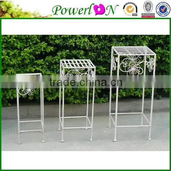Classical Vintage Antique White Wrought Iron S/3 Square Planter Stand For Home Decoration Patio TS05 G00 X00 PL08-5814
