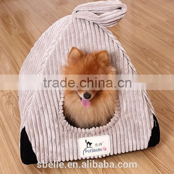 Solid Corduroy Made Pet House Dog Bed photo-5