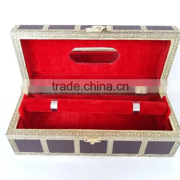 ANTIQUE LOOK, ARTIFICIAL LEATHER FINISH, WOODEN HANDMADE BANGLE BOX / BRACELET BOX- 1-ROLL