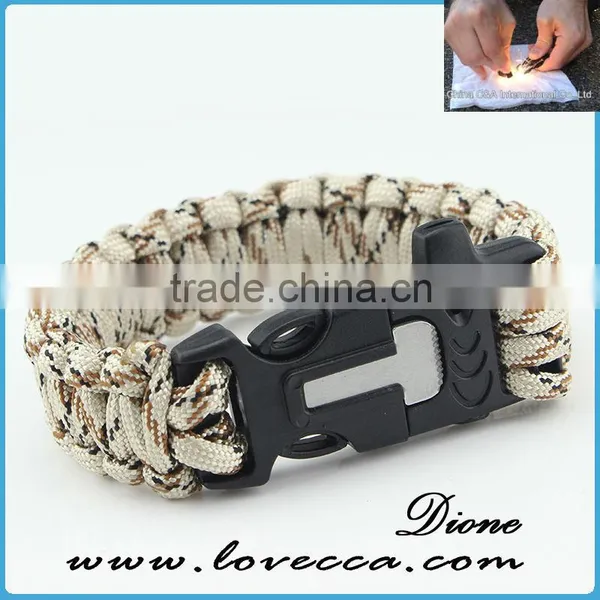 3m Parachute Cord Fire Starter Whistle Sharpening Steel Paracord Bracelet 4in1 photo-6