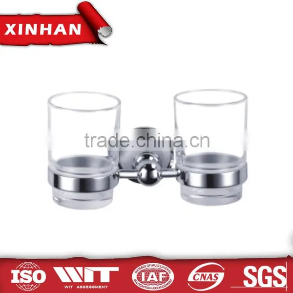 top sale clear glass cup wall mount fittings double tumbler holder