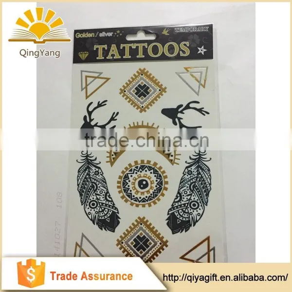 CMYK Machine Printing Body Jewelry Temporary Gold Tattoos