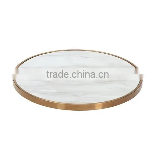 2016 Hot Sale Modern Furniture Custom Cut Carrara Marble Inlay Table Top Dining Table photo-5