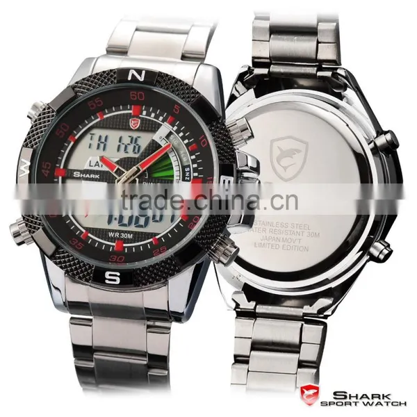 Shark Mens Digital LCD Dual Time Quartz Stainless Steel Sport Watch photo-5