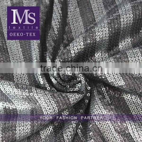 Wholesale Flat Sequin Mesh Fabric, Silver/black Sequin Upholstery Fabric for Home Textile