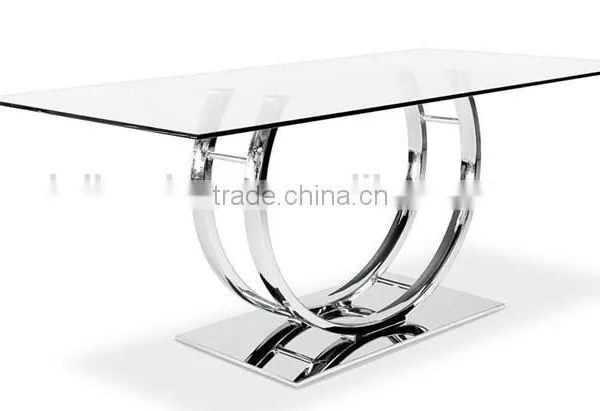 Modern Dining Table With Glass Top and Chrome Base photo-2