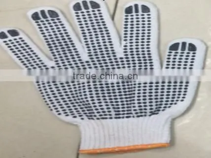 One Side PVC Dotted Gloves,Cotton/Polyester String Knit Gloves