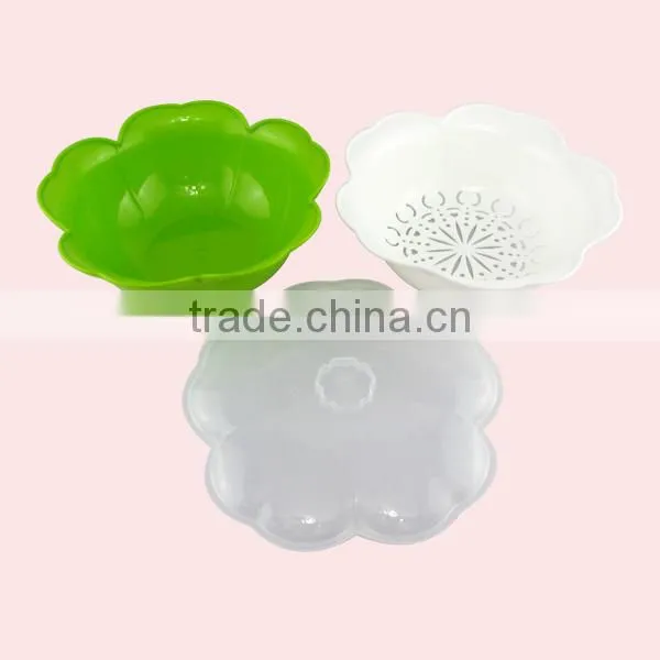 Double Layer Flower Shape Multi-purpose Kitchen Plastic Sieve With Lid photo-5