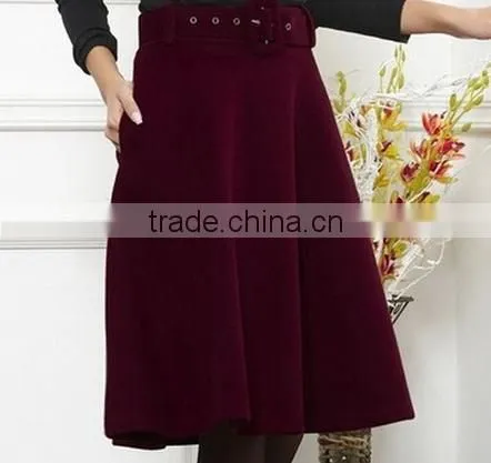 New Arrival Autumn Winter Wool Skirt for Women Long Skirt High Waist Pleated Skirts Women photo-2