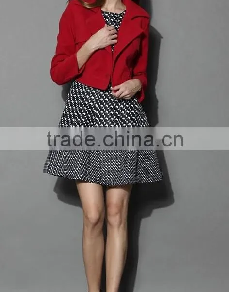 Multi-way Wear Coat and Skirt Set in Red,women Removable Dress Coat,women Knee Length Fitted Long Coat photo-5