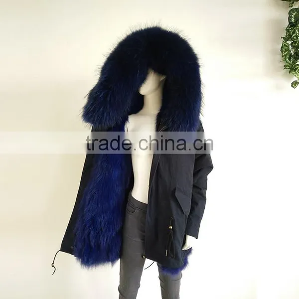 Myfur Army Green Fabric Parka With Fox Belly Fur Lining Winter Coat Wholesale photo-6