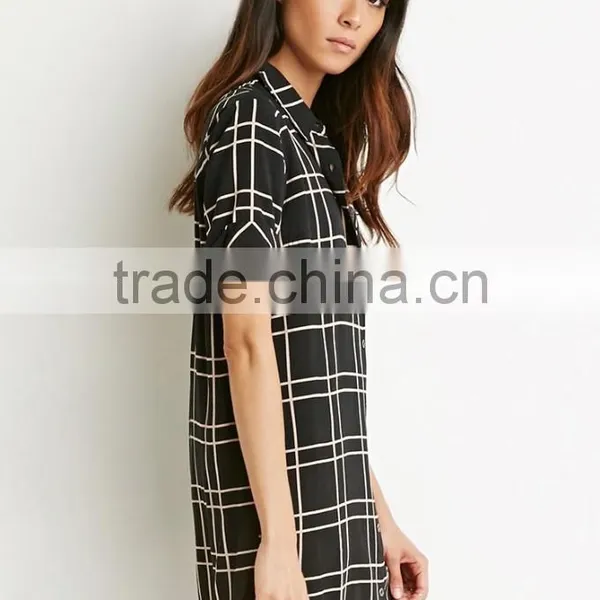 Hot Seller Slim Pencil Women Dress,grid Patterned Women Dress Shirts photo-6