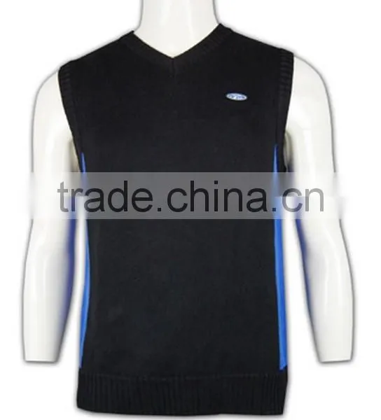 ISO9001/BSCI Manufature Black Mens Fitted Knitting Pattern Vest photo-5