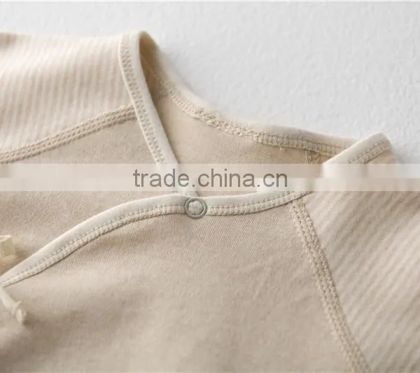 Wholesale 100% Organic Cotton Baby Clothes Newborn Romper Long Sleeves Plain Blank Baby Bodysuit photo-5