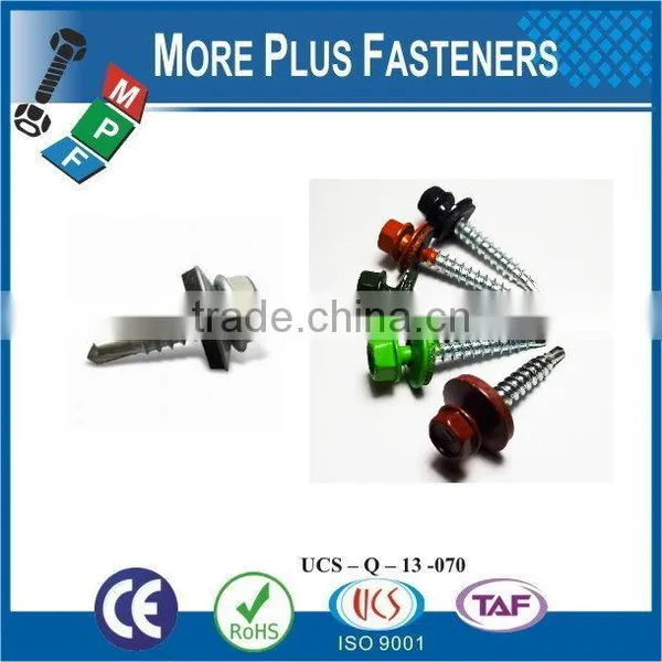 Taiwan #12-14 x 2" Hex - Unslotted Hex Washer Head Epoxy #3 410 Stainless Steel Bonded Sealing Washer Self-Drilling Screw photo-4