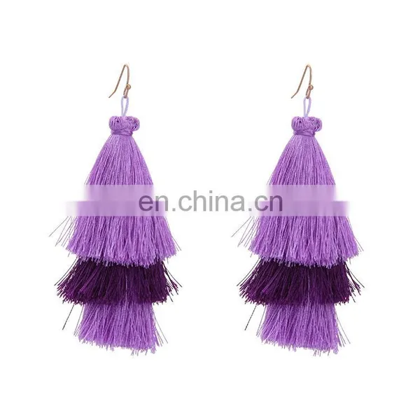 Fringe Drops String Thread Tassel Earrings photo-3