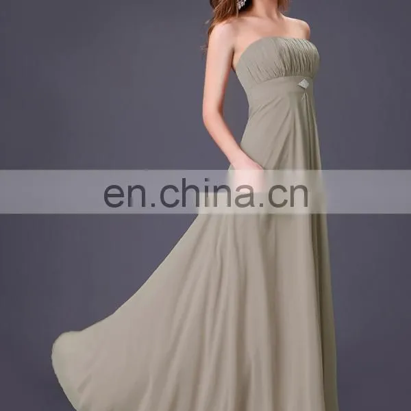 Grace Karin Sexy Strapless Sequined Backless Elegant Chiffon Grey Evening Dresses Long CL3133-2 photo-3