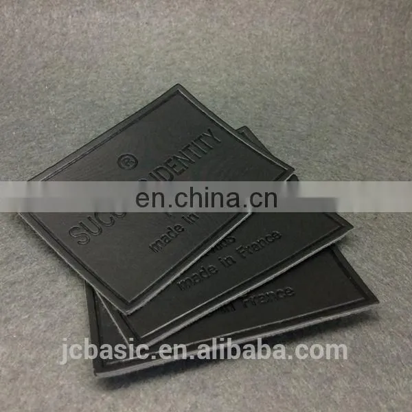 Custom Logo Embossed pu Leather Patches Leather Clothing Label photo-5