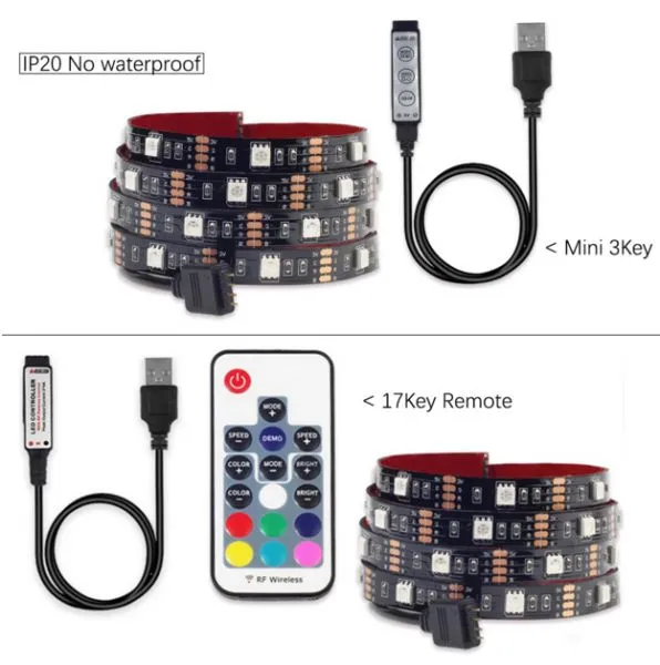 DC5V USB LED Strip 5050 RGB Flexible Light 1M 2M TV Background Lighting RGB LED Strip Adhesive Tape IP20 / IP65 photo-2