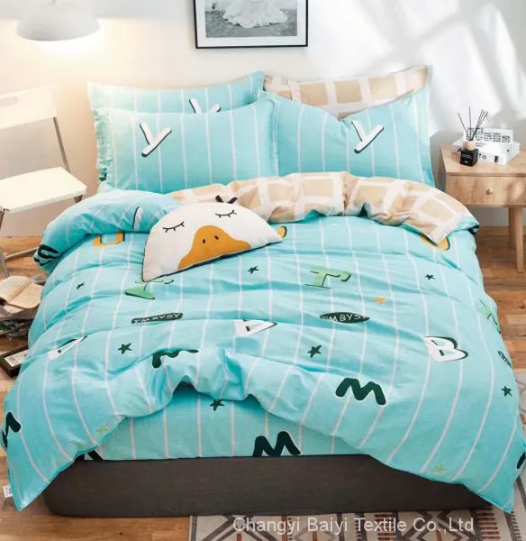 100% Polyester Fabric Pigment Printing Bedsheet Microfiber Woven Fabric for Home Textile Microfiber Bedding Set photo-3