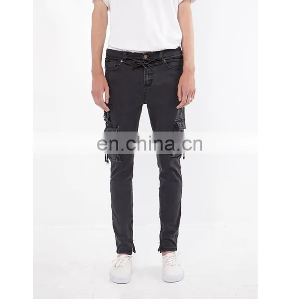DiZNEW Black Denim D Cargo Jeans For Men photo-2