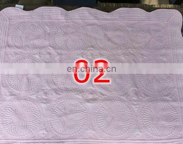 36*46inch INS Embroidery 100% Cotton BABY QUILTS Blanks Blanket Scalloped Quilted Baby Blanket Shower Cover Gift for Baby photo-4