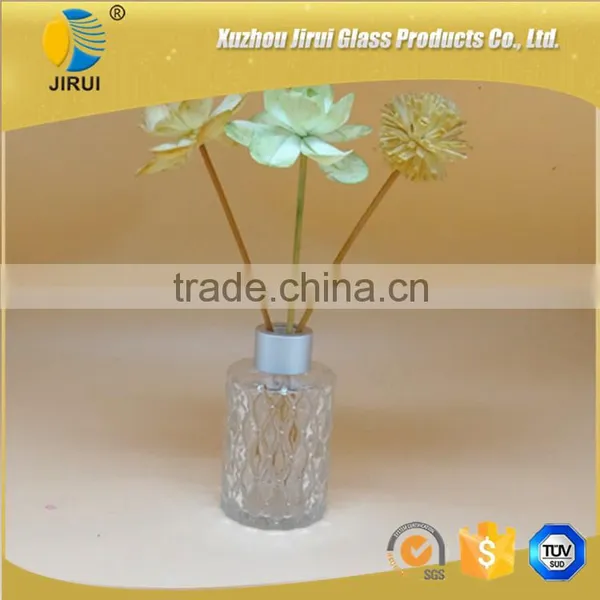 80ml Diamond Embossed Glass Reed Diffuser Bottle With Silver Cap photo-2