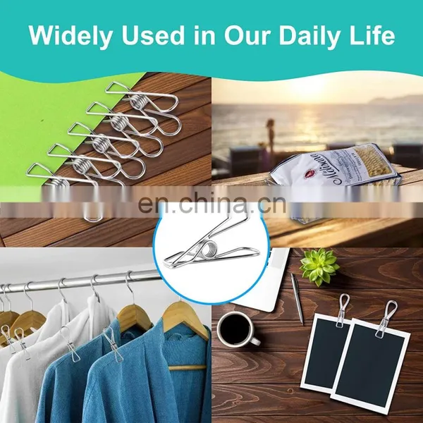 Home Storage Rack Laundry Chip Hooks Clothes Pegs Photo Clip Stainless Steel Clothespins Towel Chips Hook Laundry Storage Holder photo-2