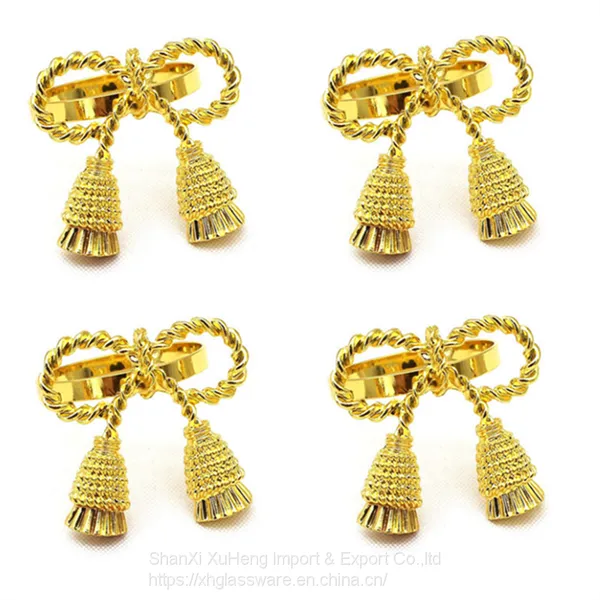 Gold Bowknot Napkin Holder Rings Metal Rings Wedding Outdoor Party Baby Shower Dinner Party Table Decoration photo-4