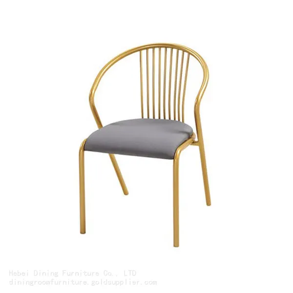 Metal Frame Hollow Back Velvet Cushion Armchair DC-H11