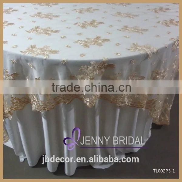 TL015A Luxury Black Damask Flocking Taffeta Tablecloths Table Overlays photo-4