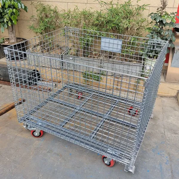 4-Sided Foldable Wire Mesh Roll Container for Logistic Transportation Storage photo-4